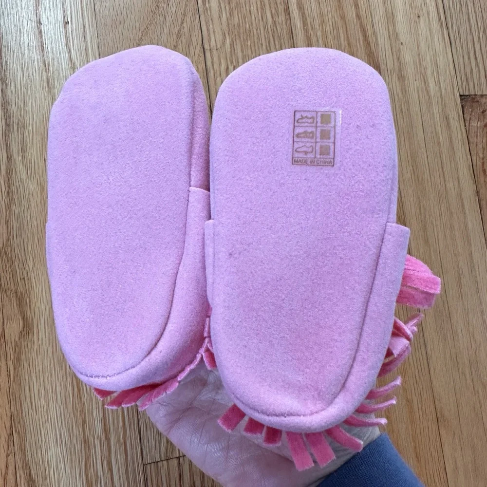 Baby Moccasin Walker Shoes Pink Faux Suede sz 1